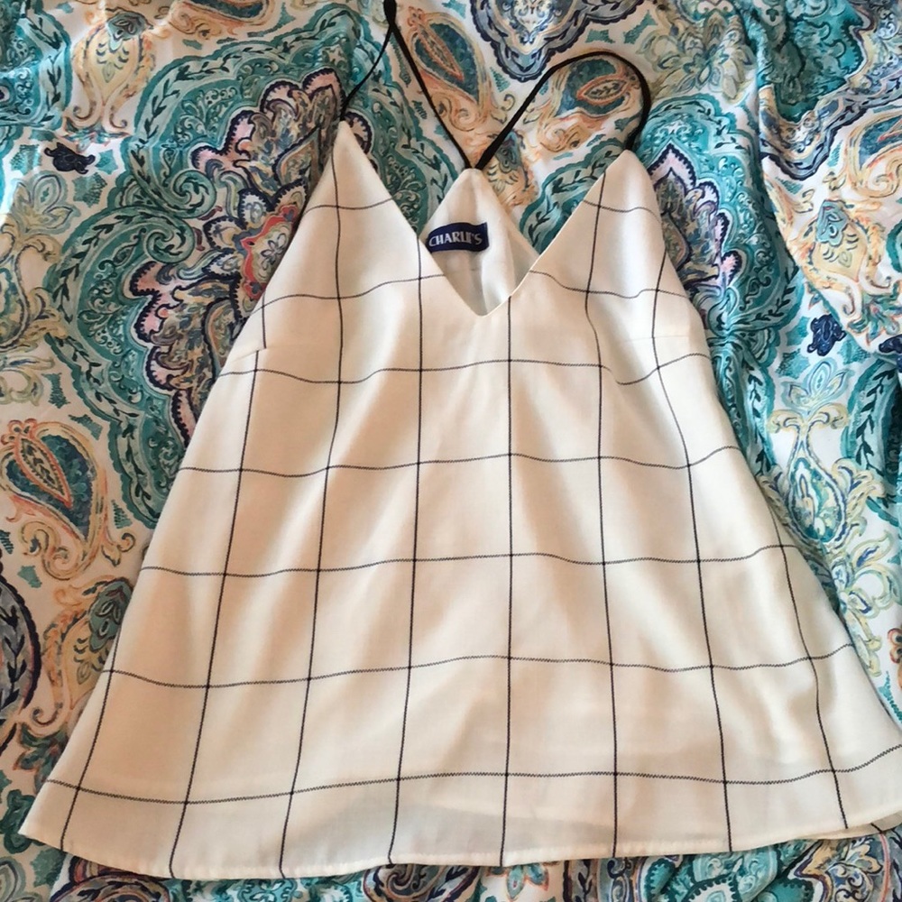 White and black striped tank